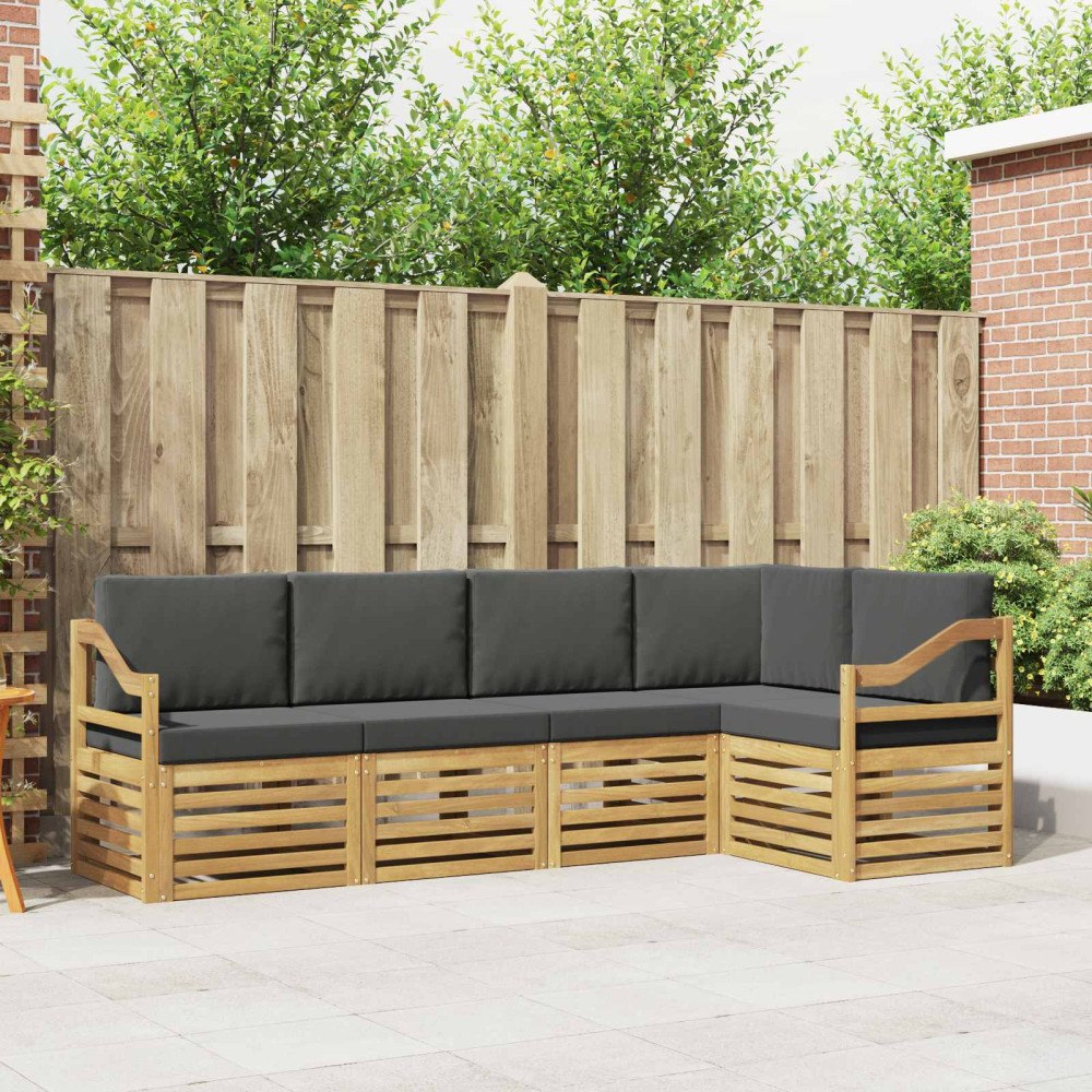 vidaXL Utomhussoffset 5 pcs Vit och antracit 245 x 126,5 x 73 cm
