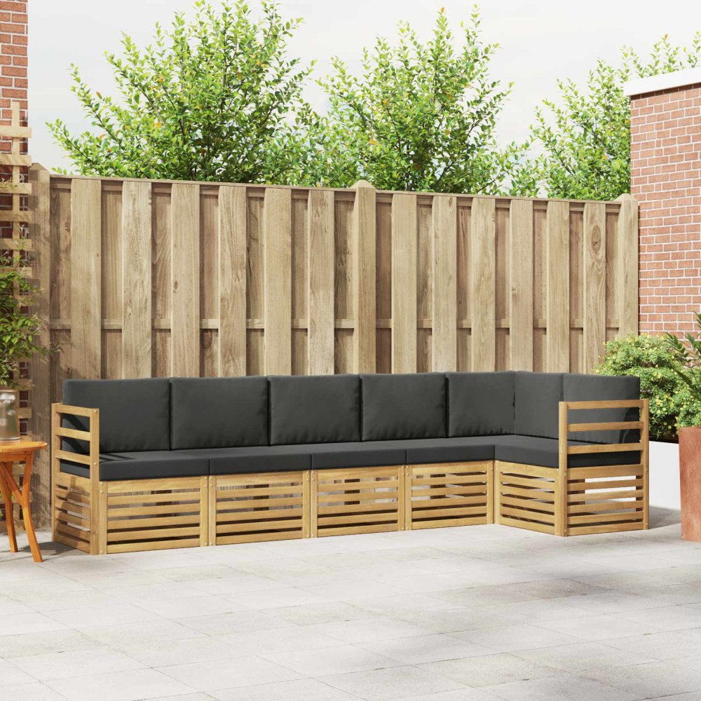 vidaXL Utomhussoffset 6 pcs Vit och antracit 306 x 128,5 x 73 cm