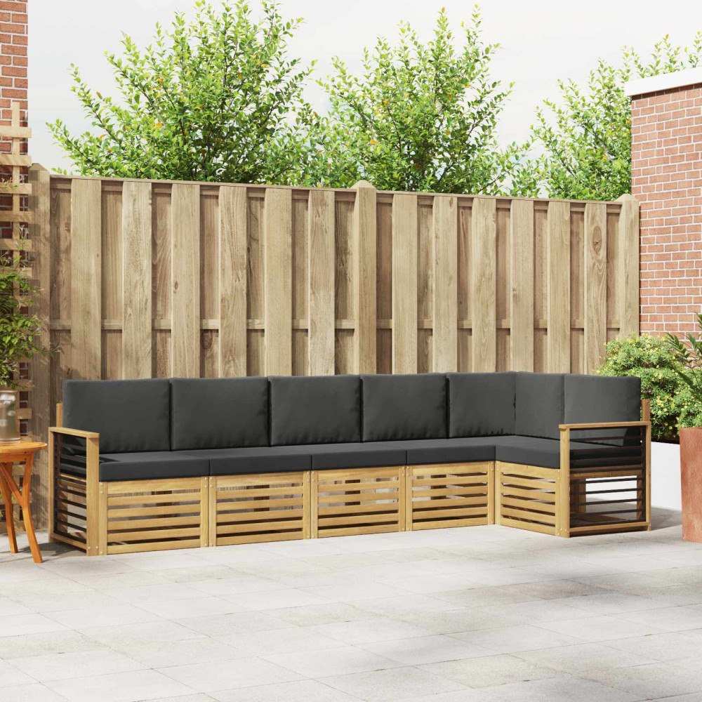 vidaXL Utomhussoffset 6 pcs Vit och antracit 306 x 128,5 x 73 cm