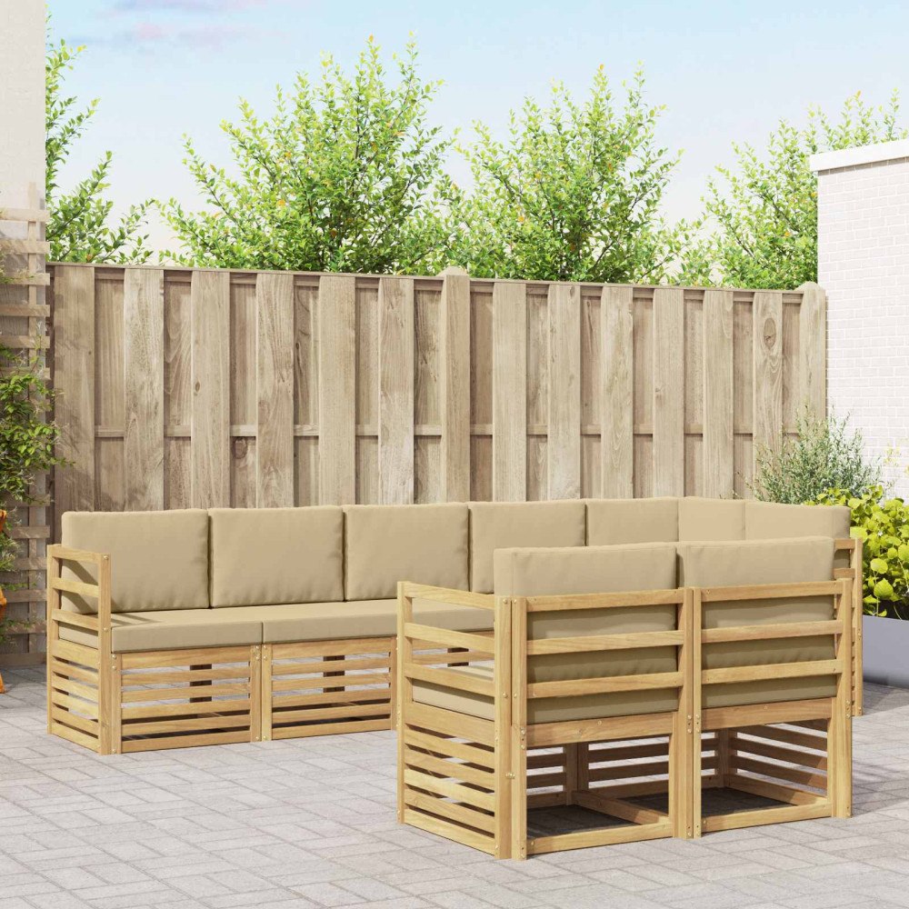 vidaXL Utomhussoffset 8 pcs Vit och Beige 304 x 126,5 x 73 cm
