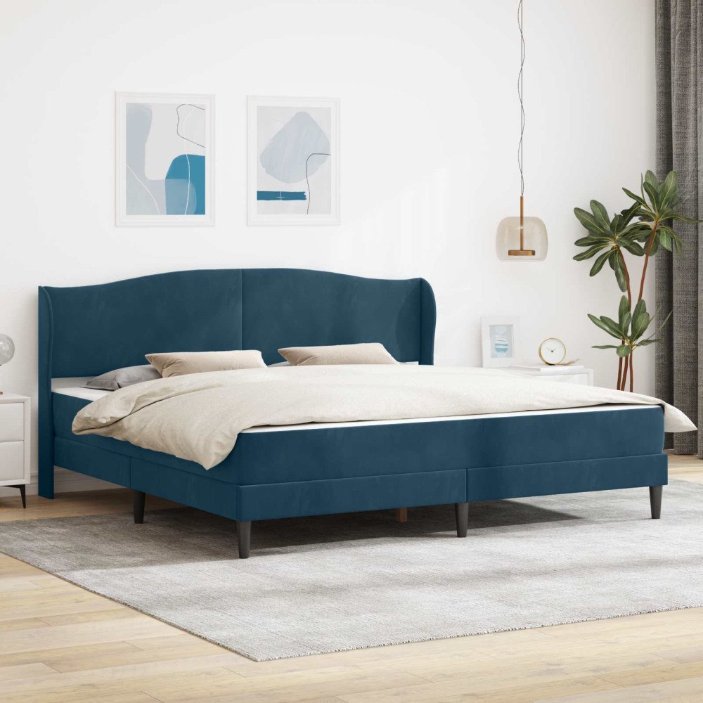 vidaXL Sängram med huvudgavel Blå 180 x 200 cm Sammet