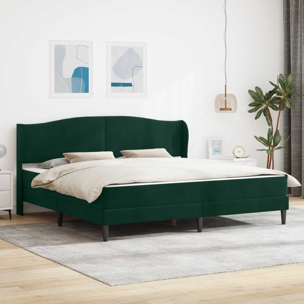 vidaXL Sängram med huvudgavel Mörkgrön 200 x 200 cm Sammet