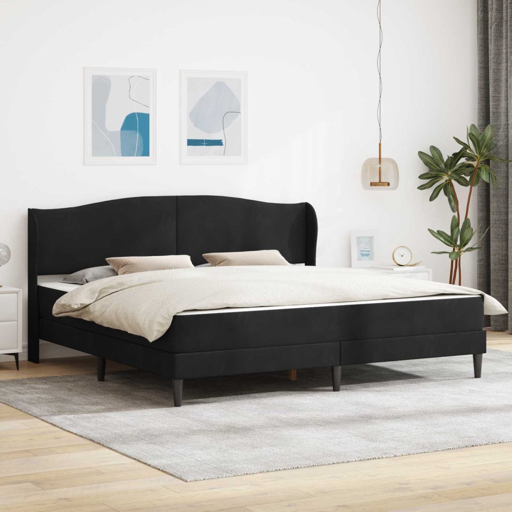vidaXL Sängram med huvudgavel Svart 200 x 200 cm Sammet