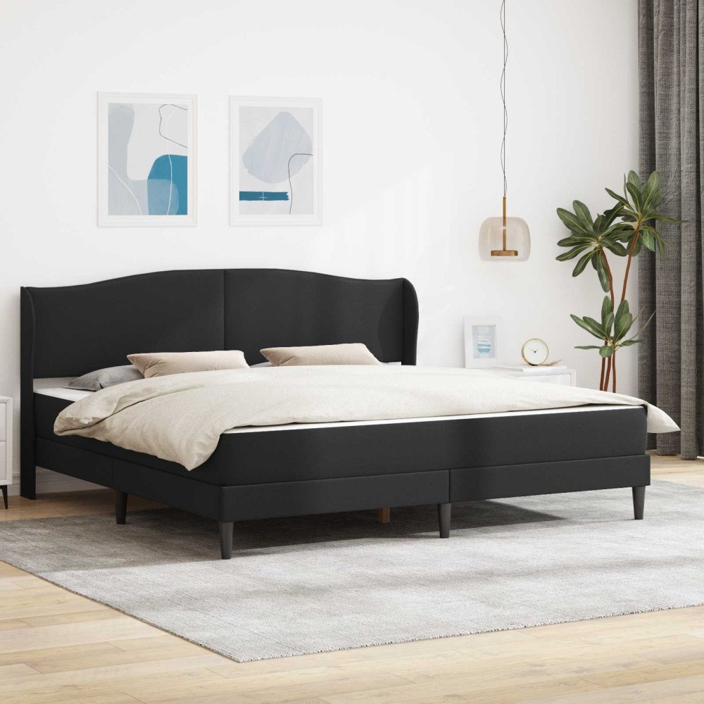 vidaXL Sängram med huvudgavel Svart 180 x 200 cm Konstläder
