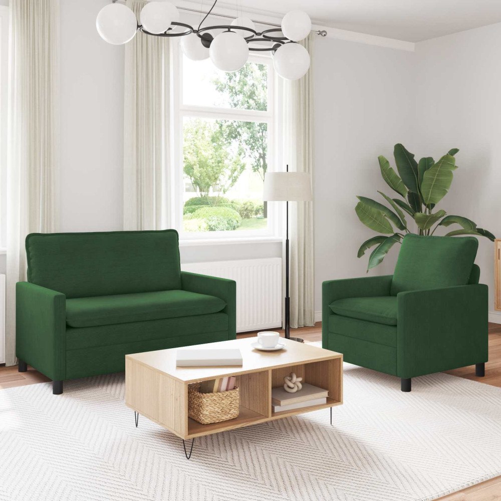 vidaXL Soffset 2 pcs Jungelgrön Tyg