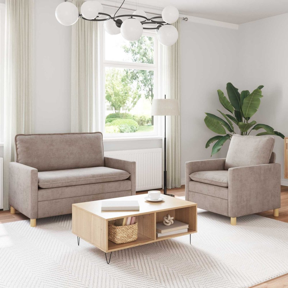 vidaXL Soffset 2 pcs Beige Polyester