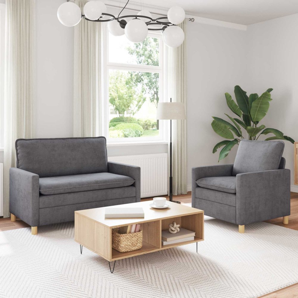 vidaXL Soffset 2 pcs Ljusgrå Polyester