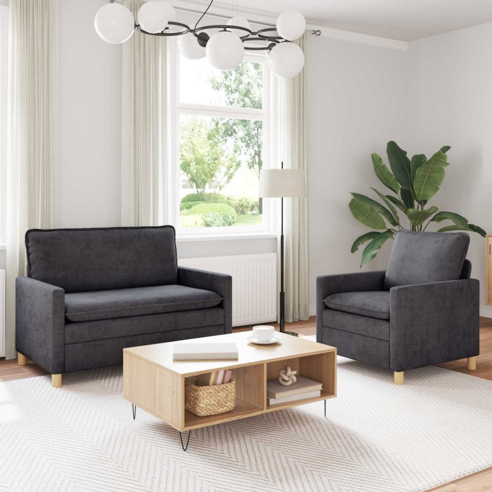 vidaXL Soffset 2 pcs Mörkgrå Polyester
