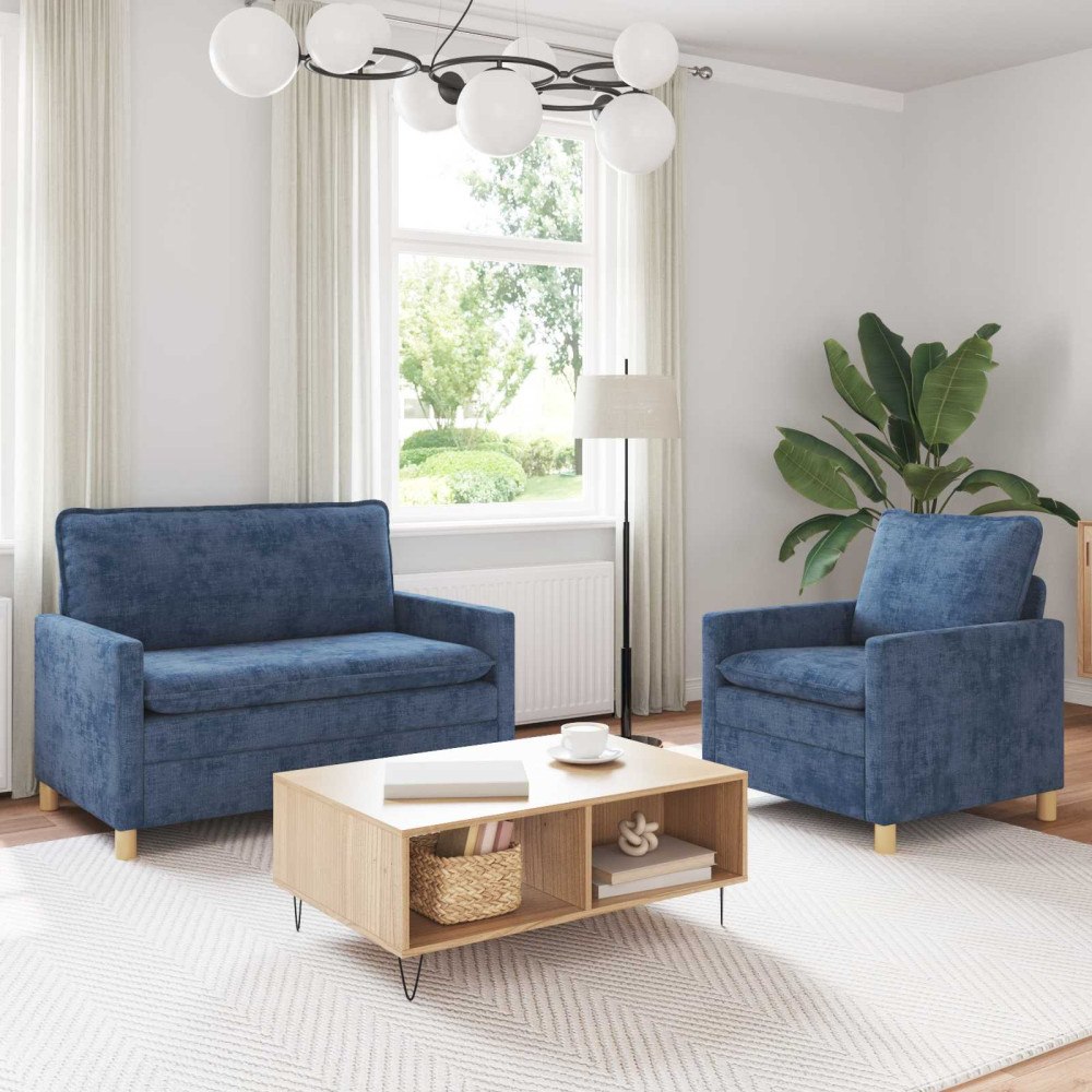 vidaXL Soffset 2 pcs Blå Polyester