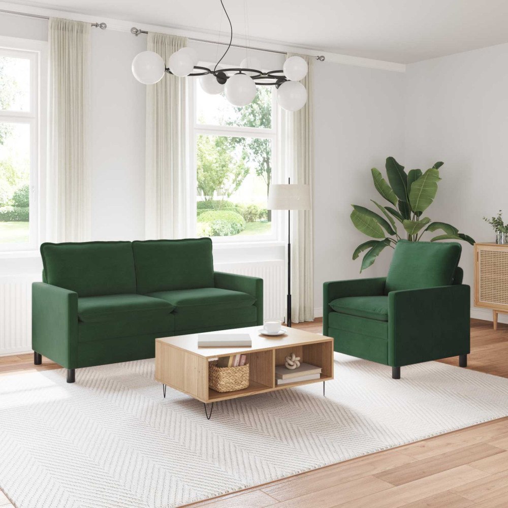 vidaXL Soffset 2 pcs Jungelgrön Tyg