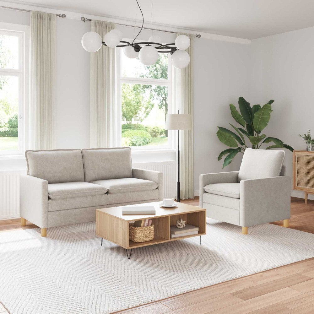 vidaXL Soffset 2 pcs Gräddvit Polyester