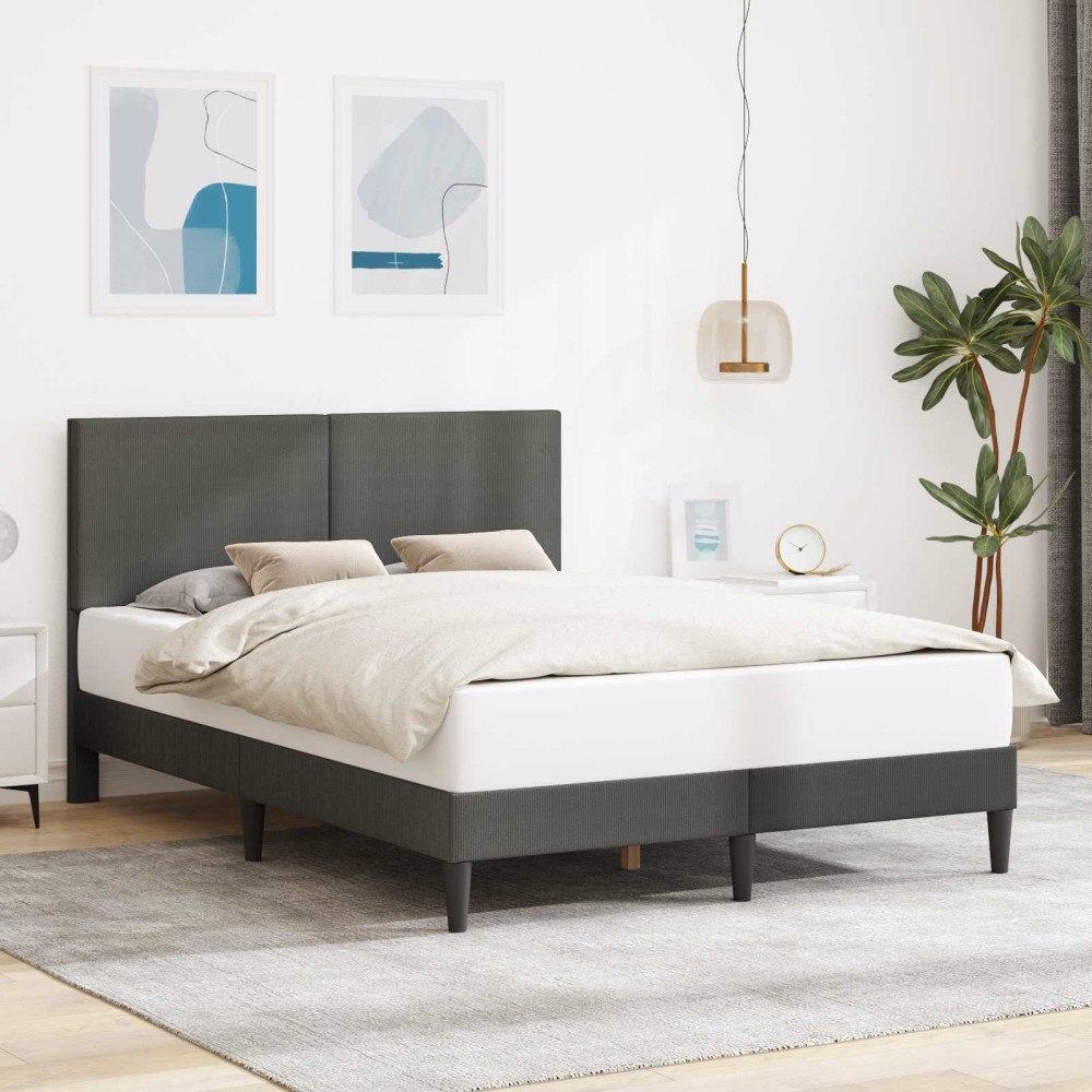 vidaXL Sängram med huvudgavel Mörkgrå 120 x 200 cm Kordread tyg