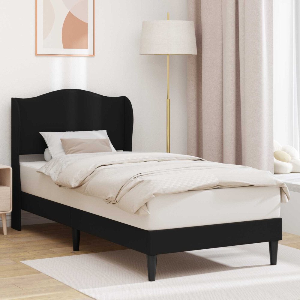 vidaXL Sängram med huvudgavel Svart 80 x 200 cm Konstläder