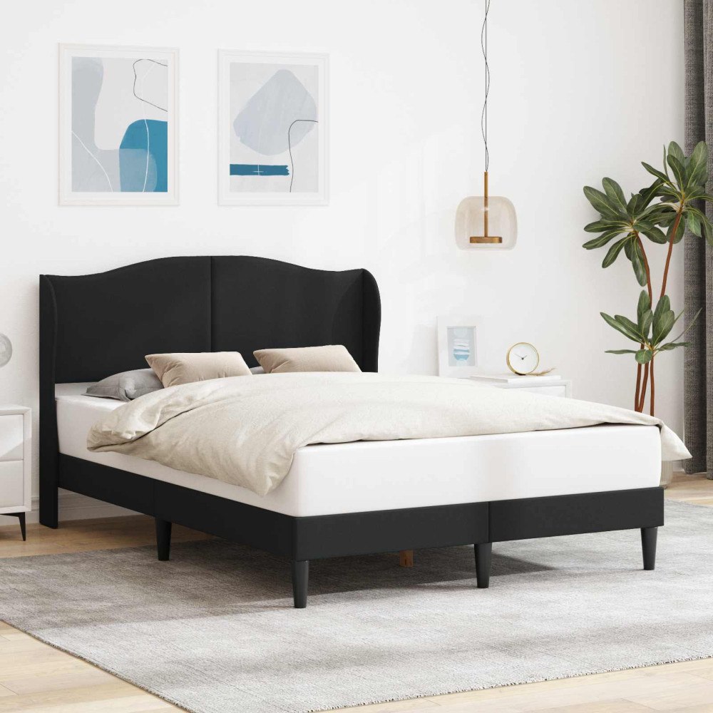 vidaXL Sängram med huvudgavel Svart 120 x 190 cm Konstläder