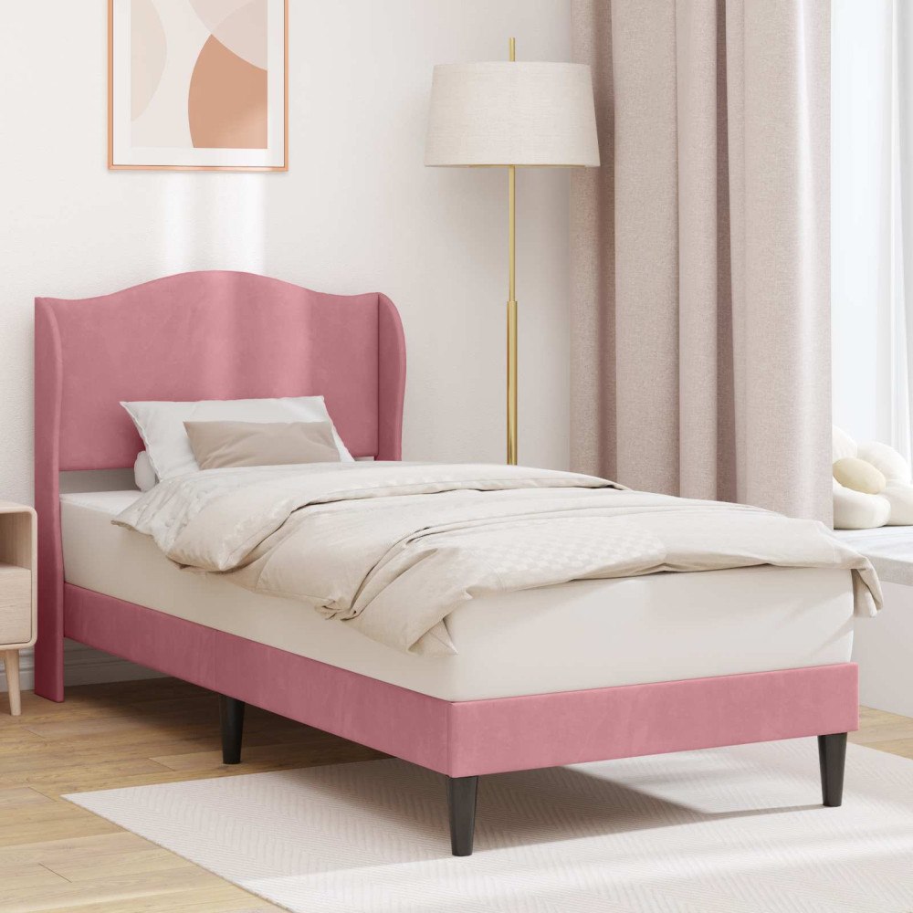 vidaXL Sängram med huvudgavel Rosa 80 x 200 cm Sammet