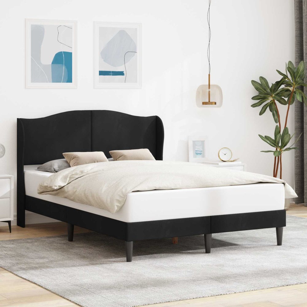 vidaXL Sängram med huvudgavel Svart 120 x 200 cm Sammet