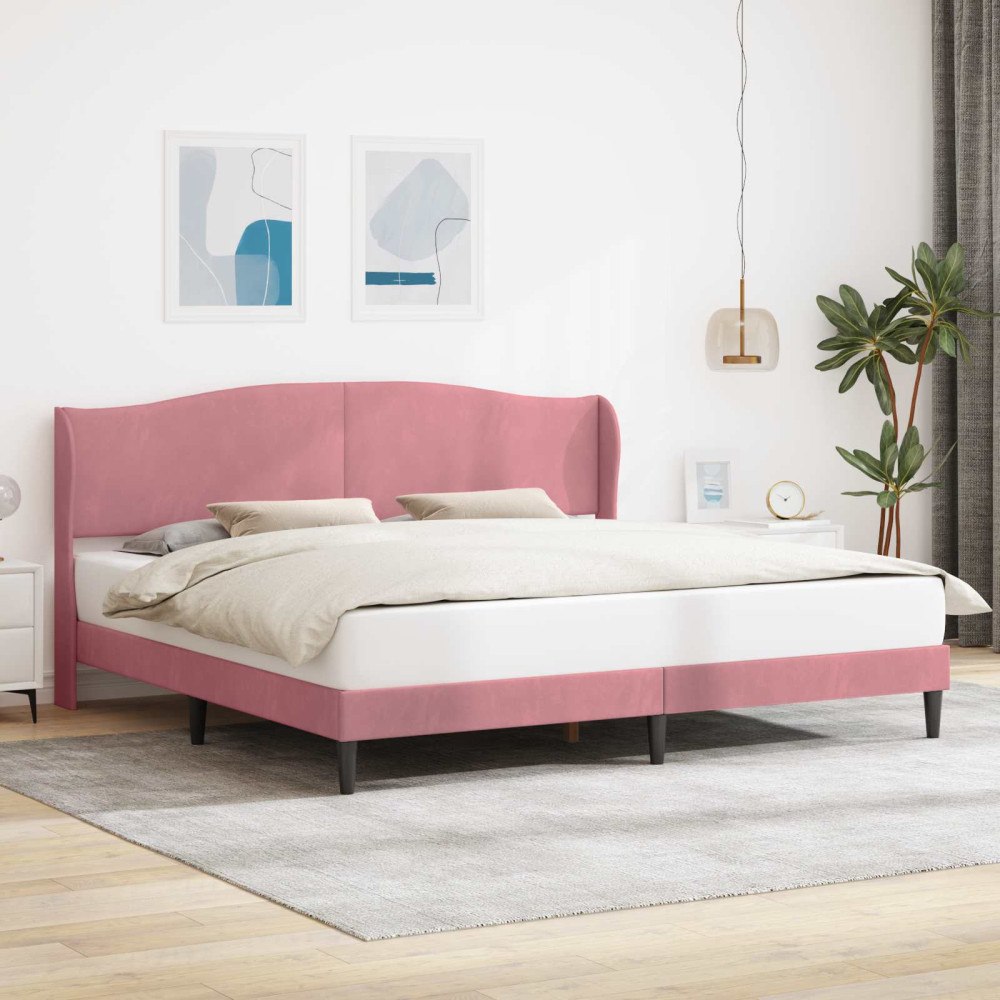 vidaXL Sängram med huvudgavel Rosa 180 x 200 cm Sammet