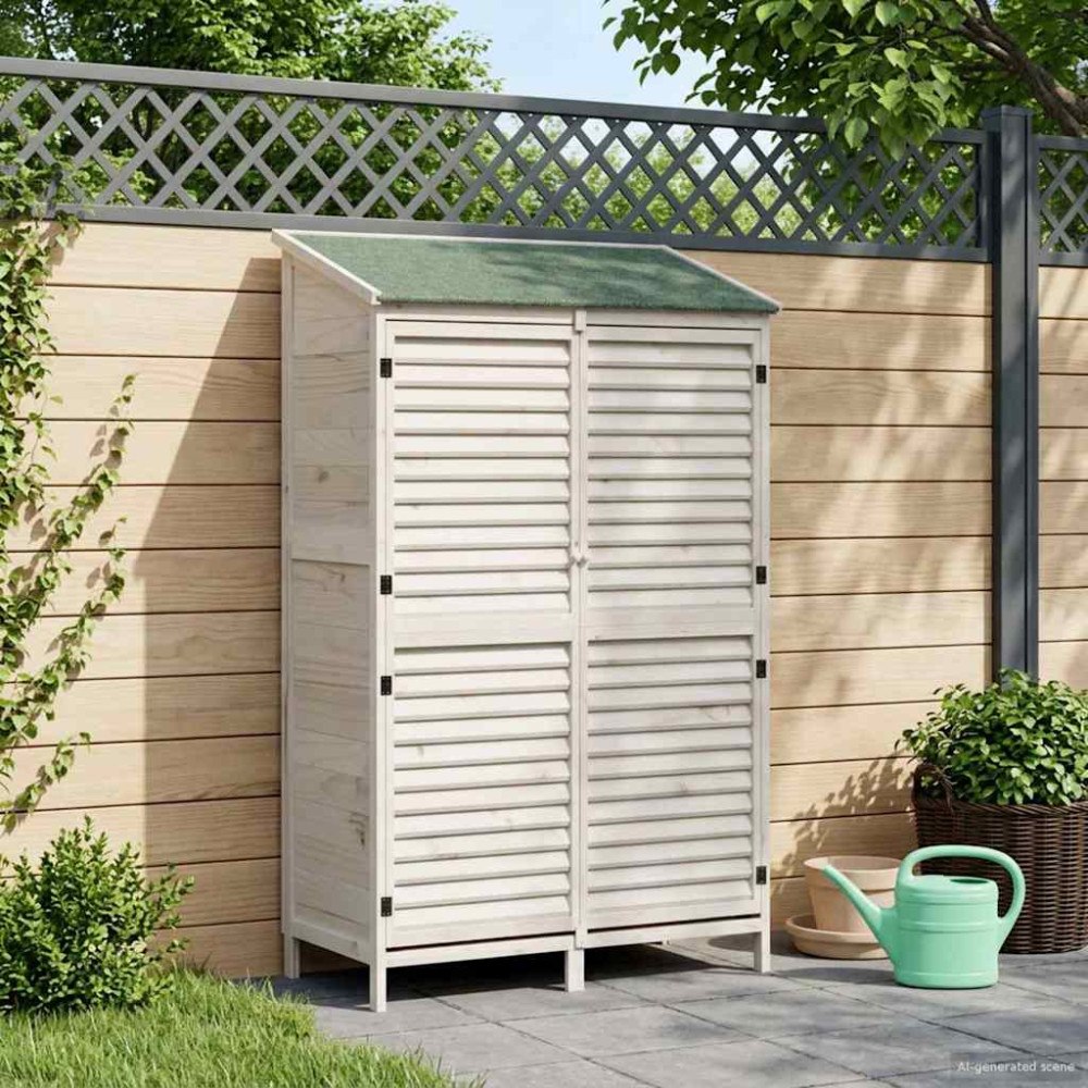 vidaXL Trädgårdshus Vit 106 x 56 x 176,5 cm Massivt Furu