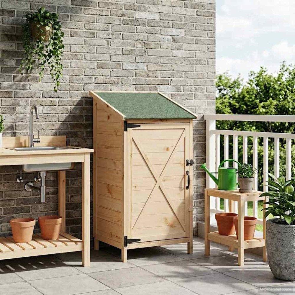 vidaXL Trädgårdshus Naturlig 59,5 x 56 x 113,5 cm Konstruerat trä