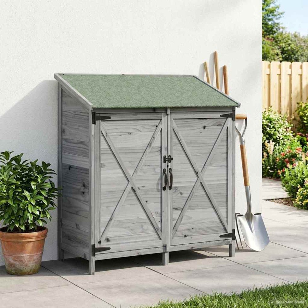 vidaXL Trädgårdshus Grå 106 x 56 x 113,5 cm Konstruerat trä