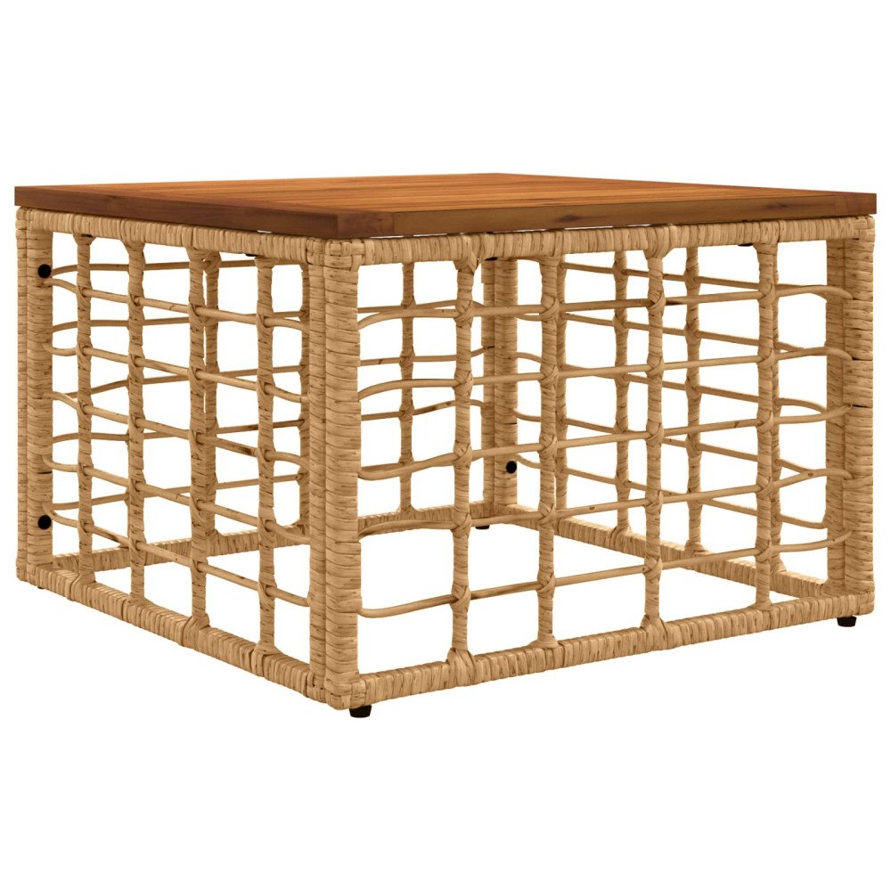vidaXL Trädgårdsbord Naturlig 55 x 55 x 37 cm PE Rattan och Glas