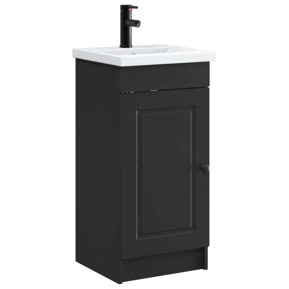 vidaXL Badrumsspegel med handfat Svart 42 x 40 x 84,5 cm