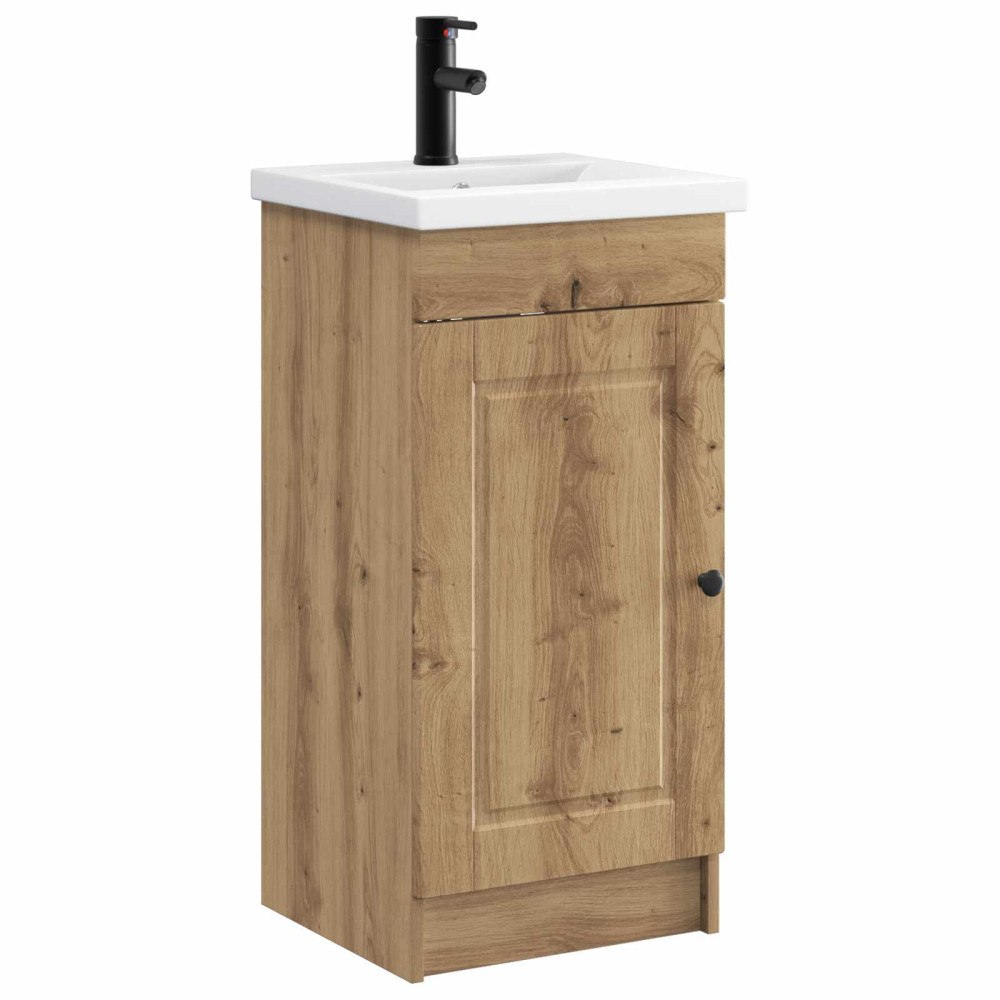 vidaXL Badrumsspegel med handfat Artisan-ek 42 x 40 x 84,5 cm