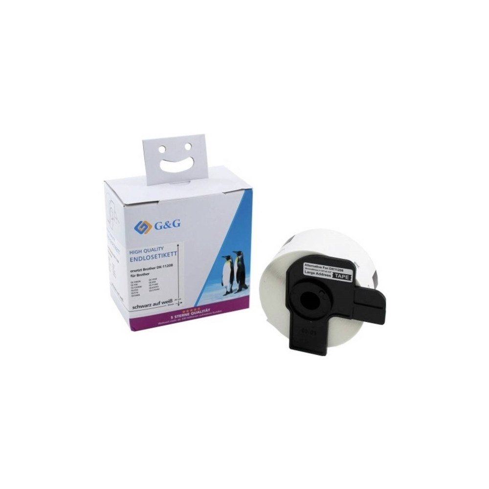 G&G G&G etiketter 38mm x 90mm sw-ws kompatibel med Brother DK-11...