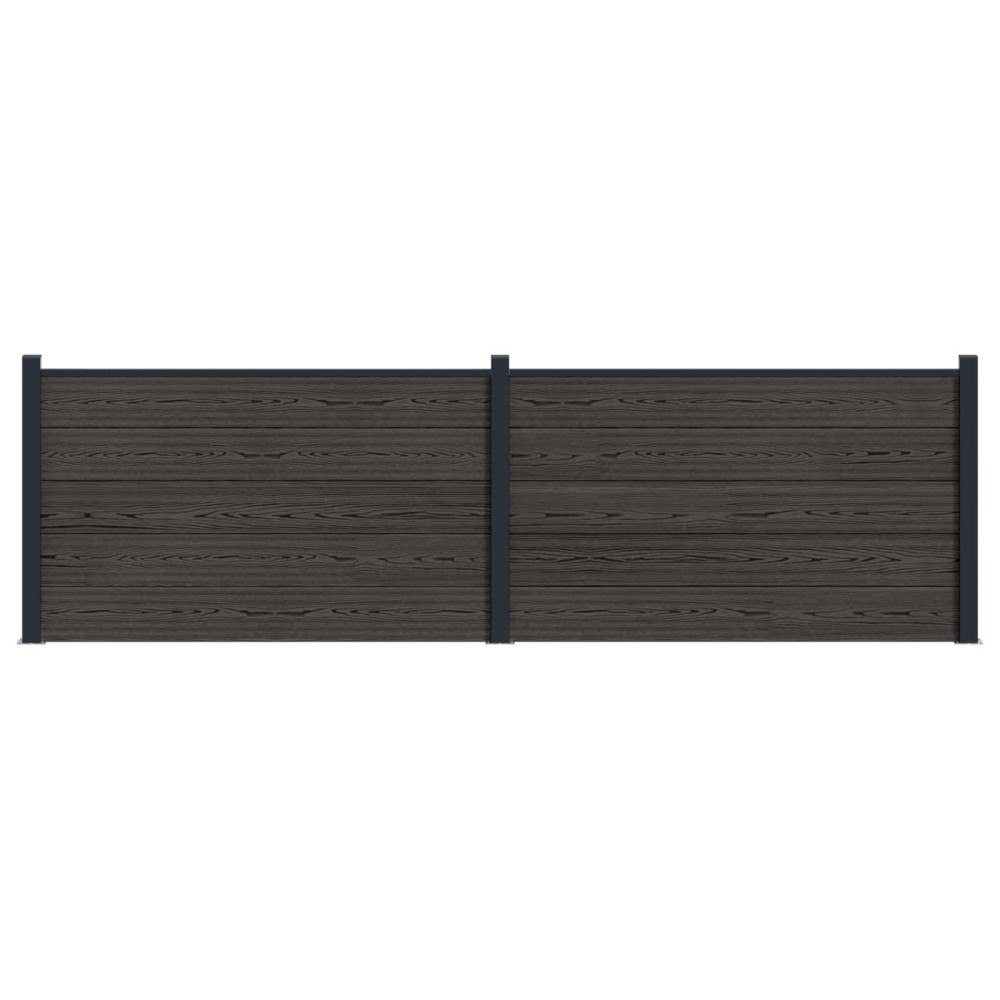 vidaXL Stängselpanel 2 pcs WPC och aluminium Svart