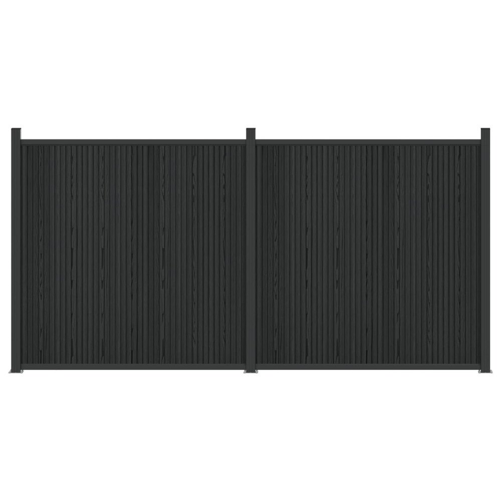 vidaXL Stängselpanel 2 pcs WPC och aluminium Svart
