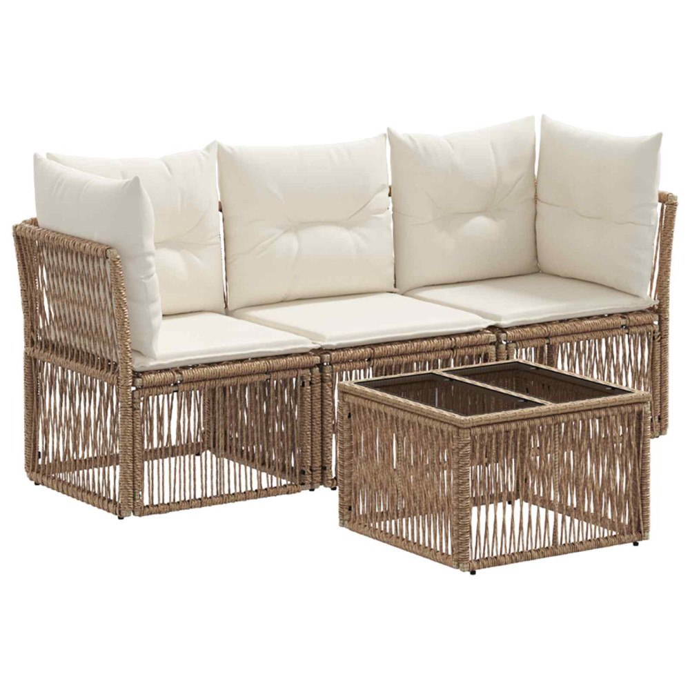 vidaXL Trädgårdsoffset 4 pcs Beige konstrotting