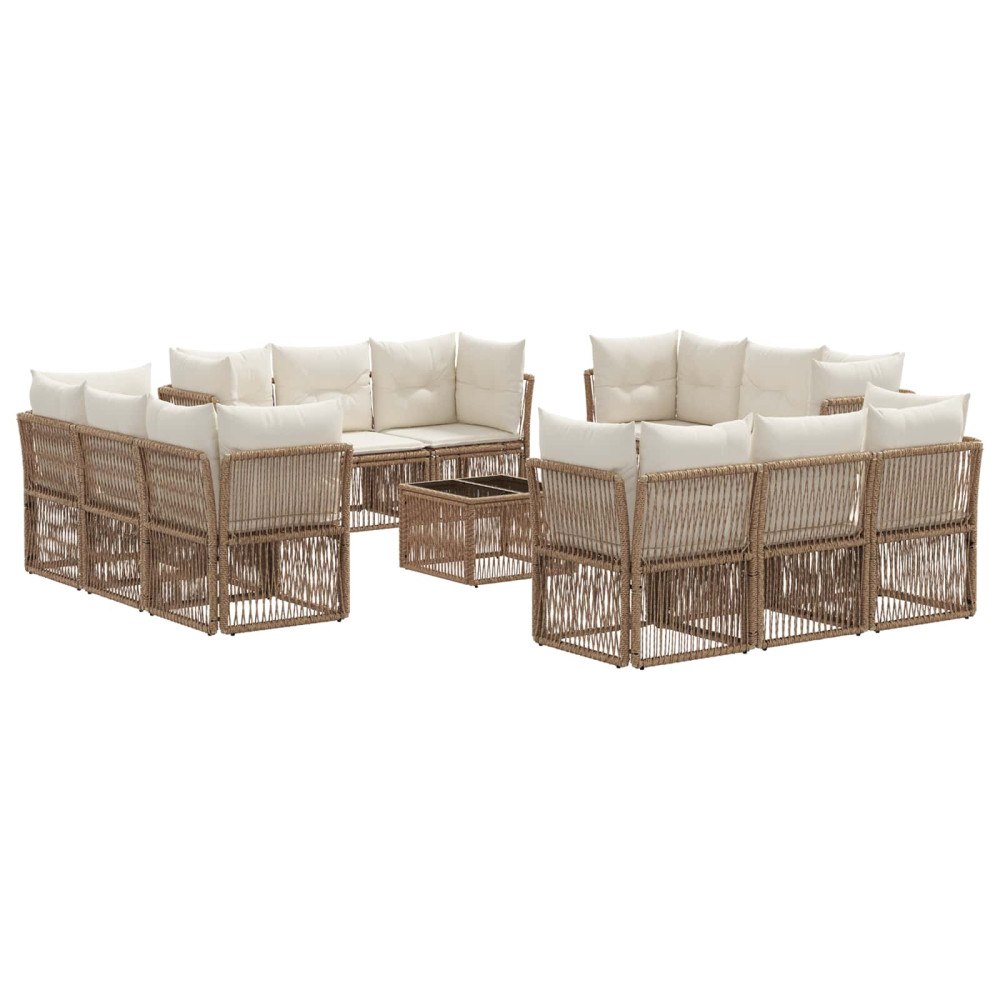 vidaXL Trädgårdsoffset 13 pcs Beige konstrotting