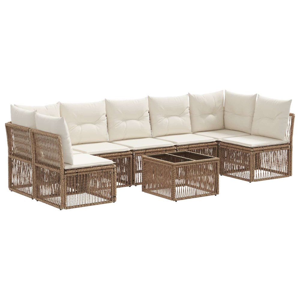 vidaXL Trädgårdsoffset 8 pcs Beige konstrotting
