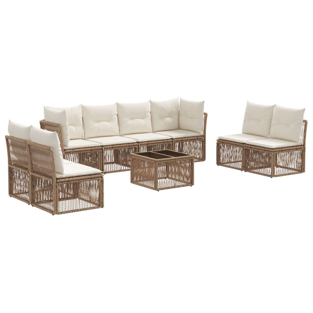 vidaXL Trädgårdsoffset 9 pcs Beige konstrotting
