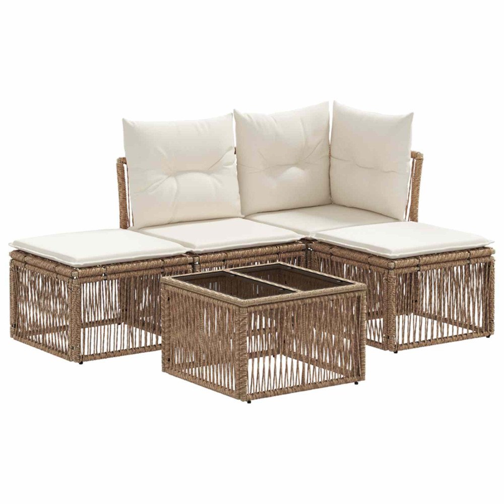 vidaXL Trädgårdsoffset 5 pcs Beige konstrotting