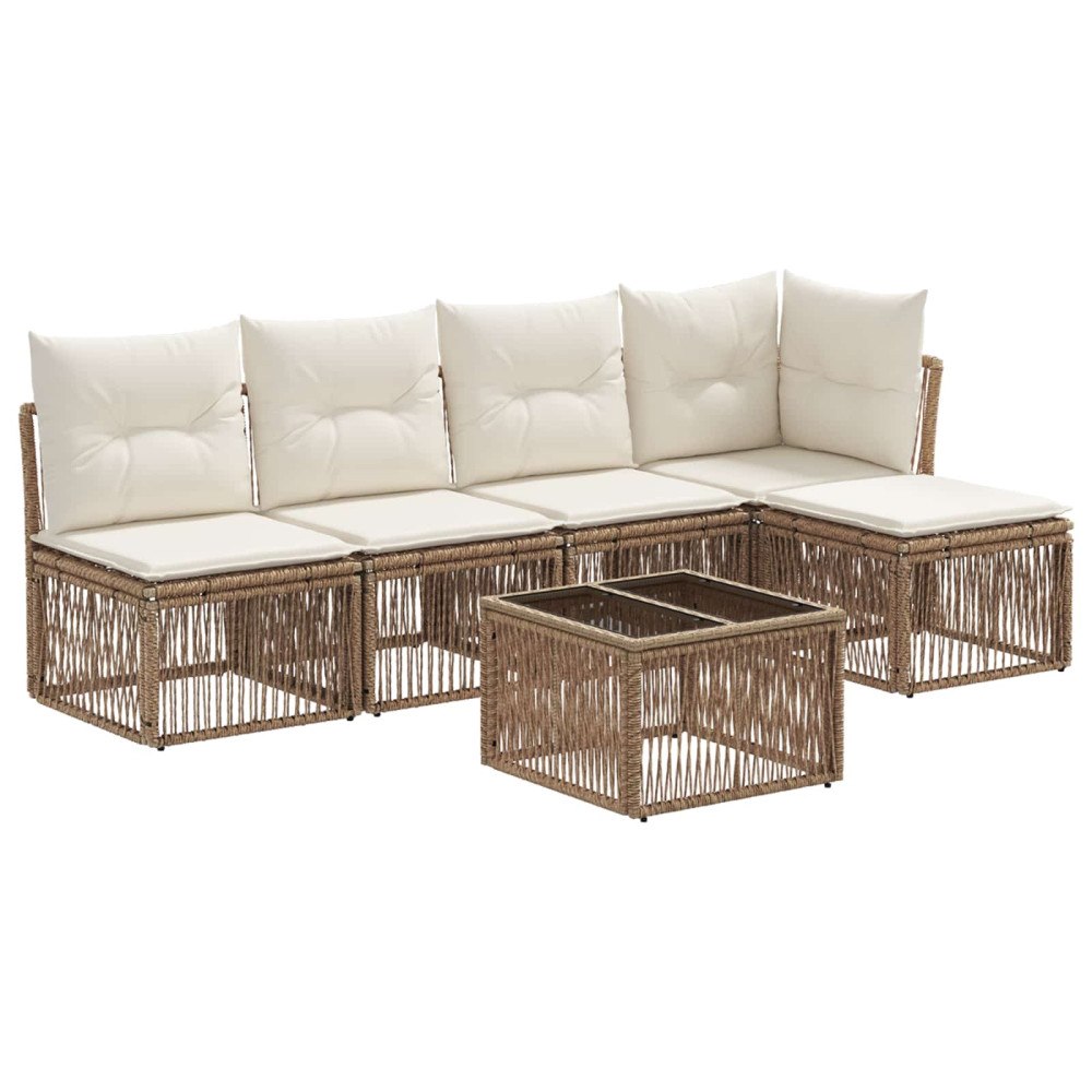 vidaXL Trädgårdsoffset 6 pcs Beige konstrotting