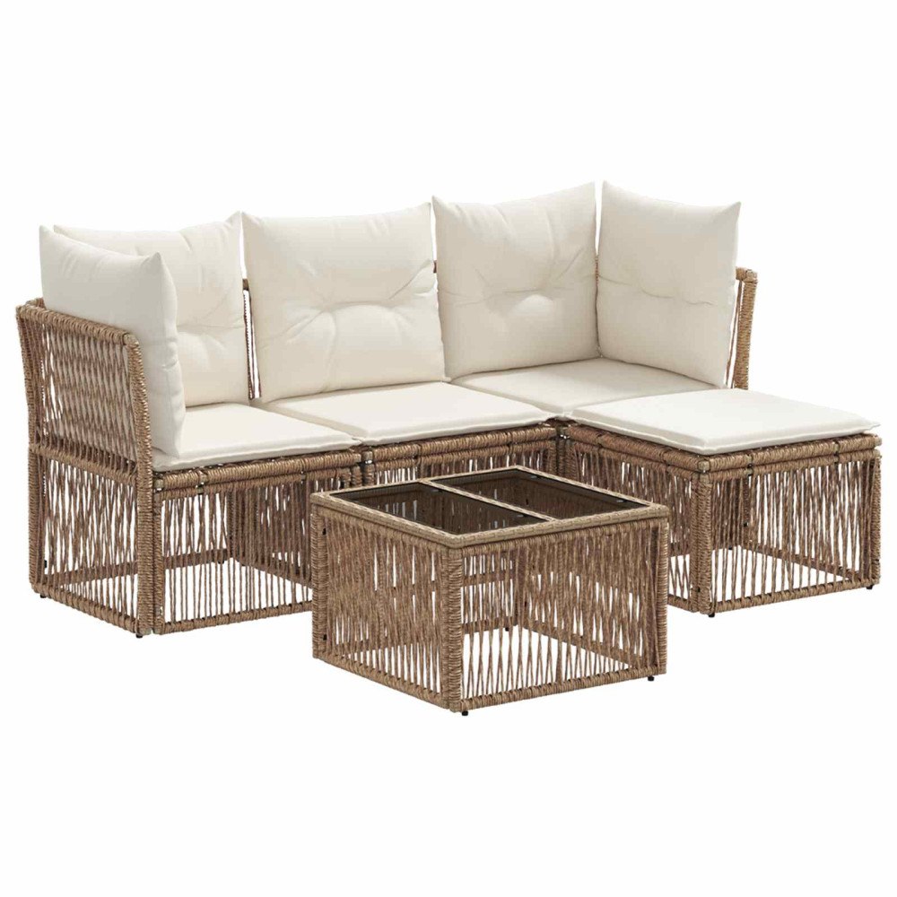vidaXL Trädgårdsoffset 5 pcs Beige konstrotting