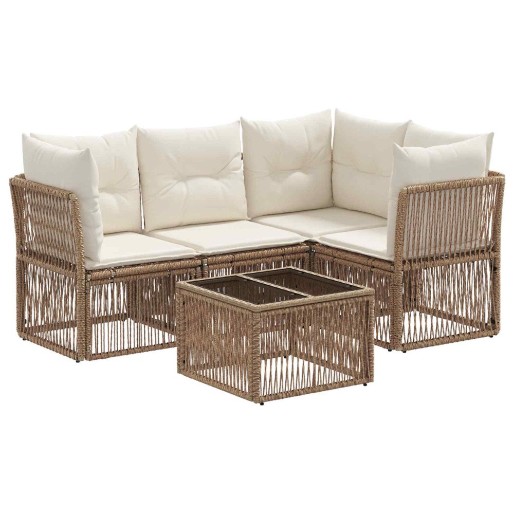 vidaXL Trädgårdsoffset 5 pcs Beige konstrotting