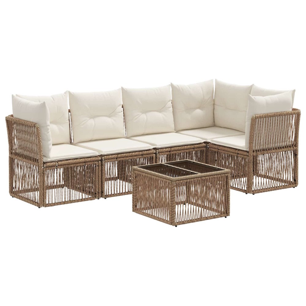 vidaXL Trädgårdsoffset 6 pcs Beige konstrotting