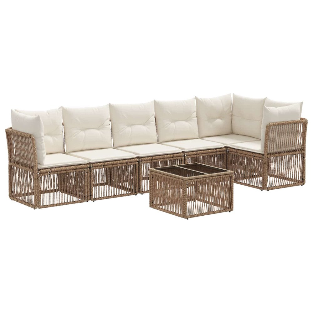 vidaXL Trädgårdsoffset 7 pcs Beige konstrotting