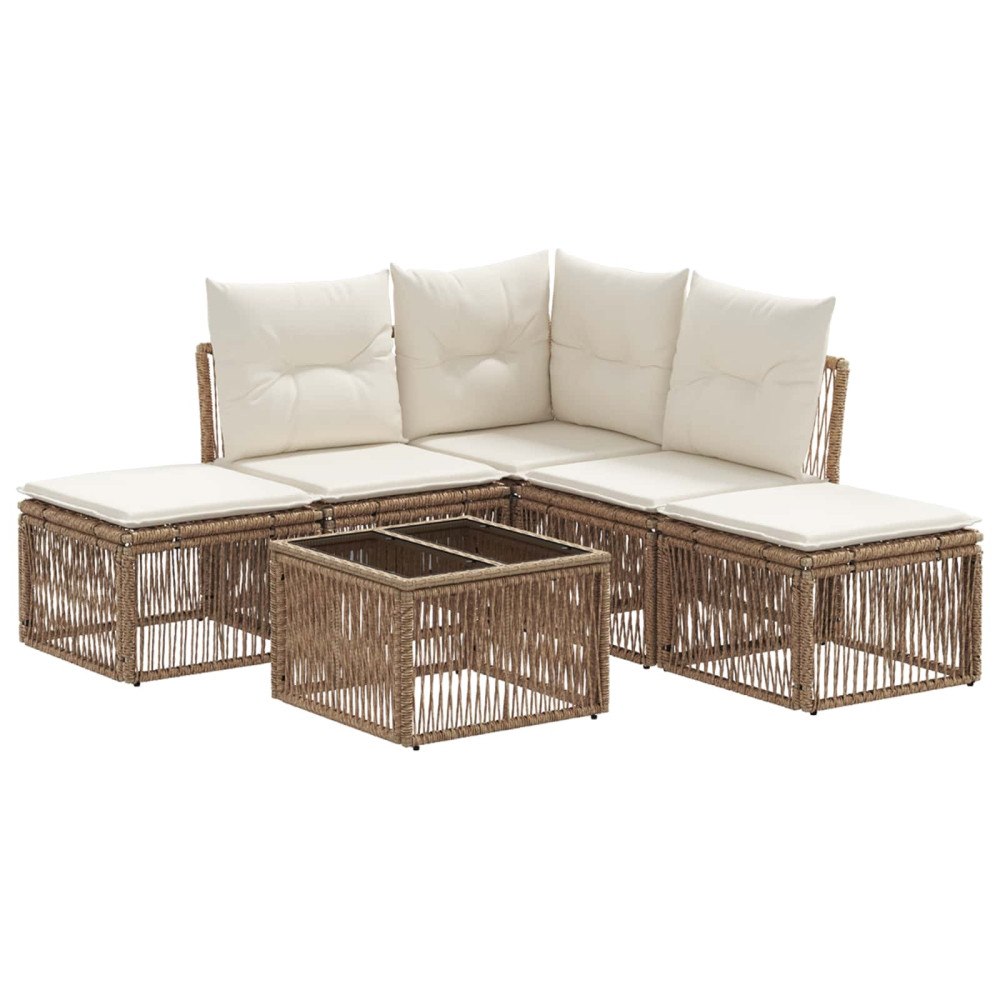 vidaXL Trädgårdsoffset 6 pcs Beige konstrotting