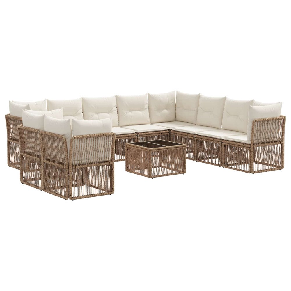 vidaXL Trädgårdsoffset 11 pcs Beige konstrotting