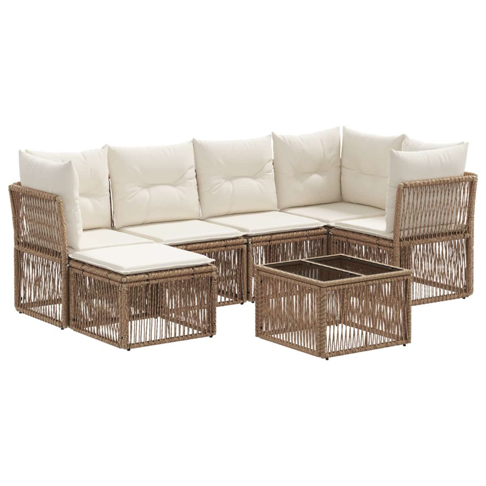 vidaXL Trädgårdsoffset 7 pcs Beige konstrotting