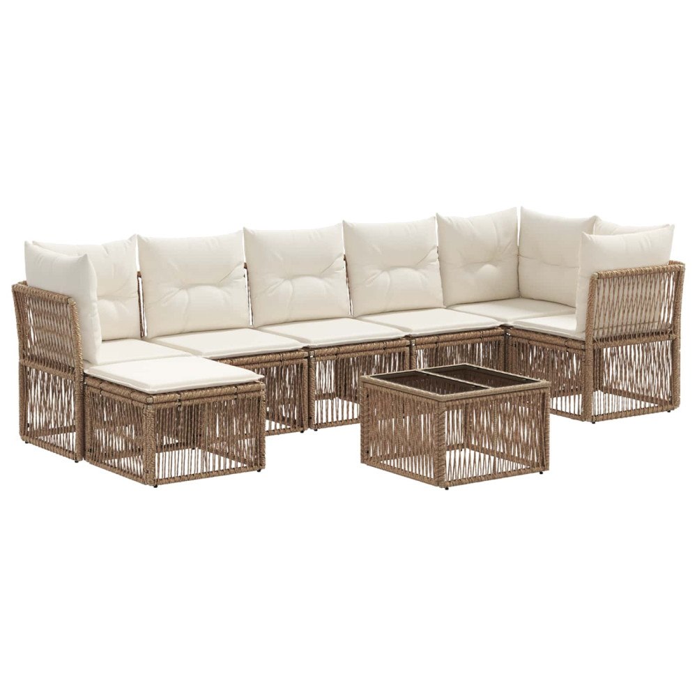 vidaXL Trädgårdsoffset 8 pcs Beige konstrotting