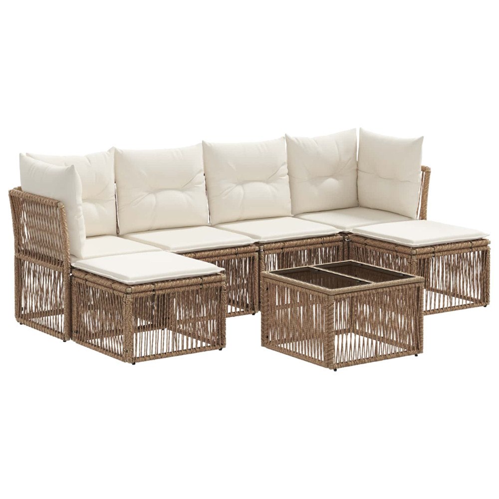 vidaXL Trädgårdsoffset 7 pcs Beige konstrotting