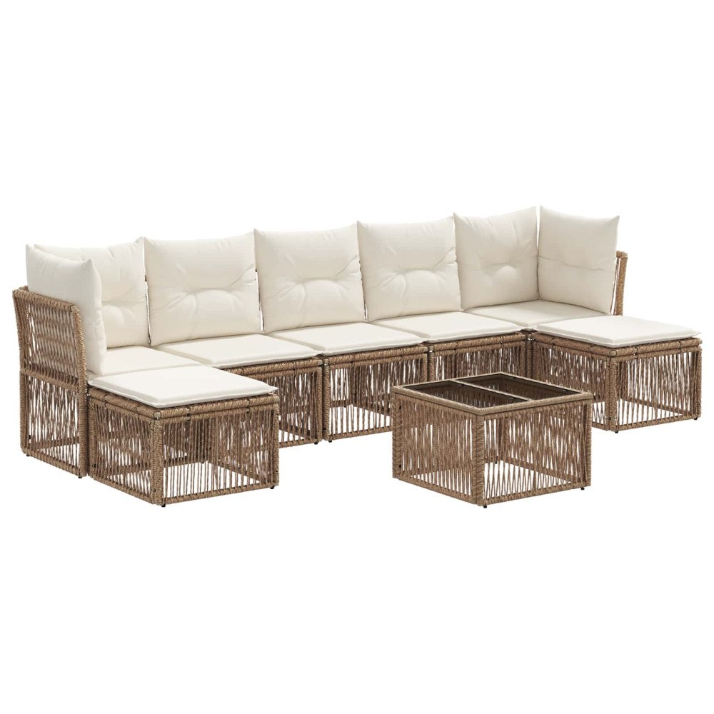 vidaXL Trädgårdsoffset 8 pcs Beige konstrotting