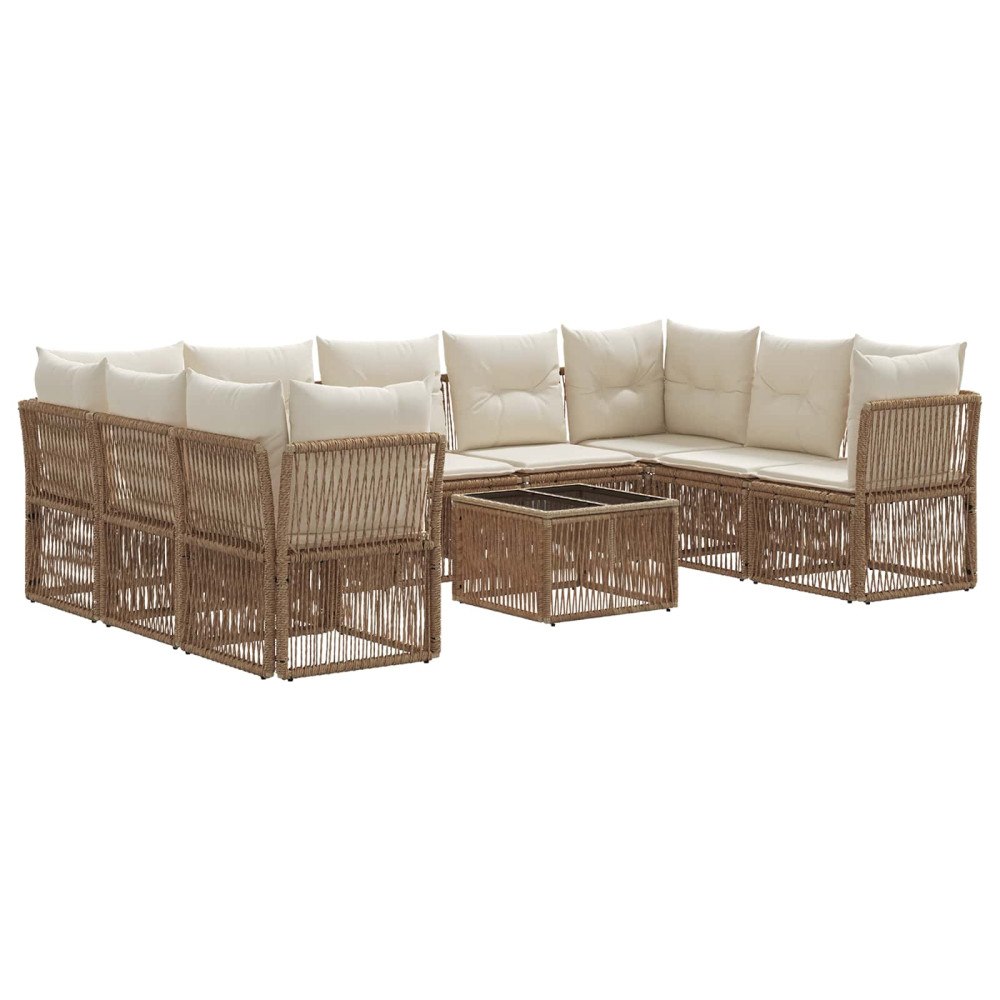 vidaXL Trädgårdsoffset 10 pcs Beige konstrotting