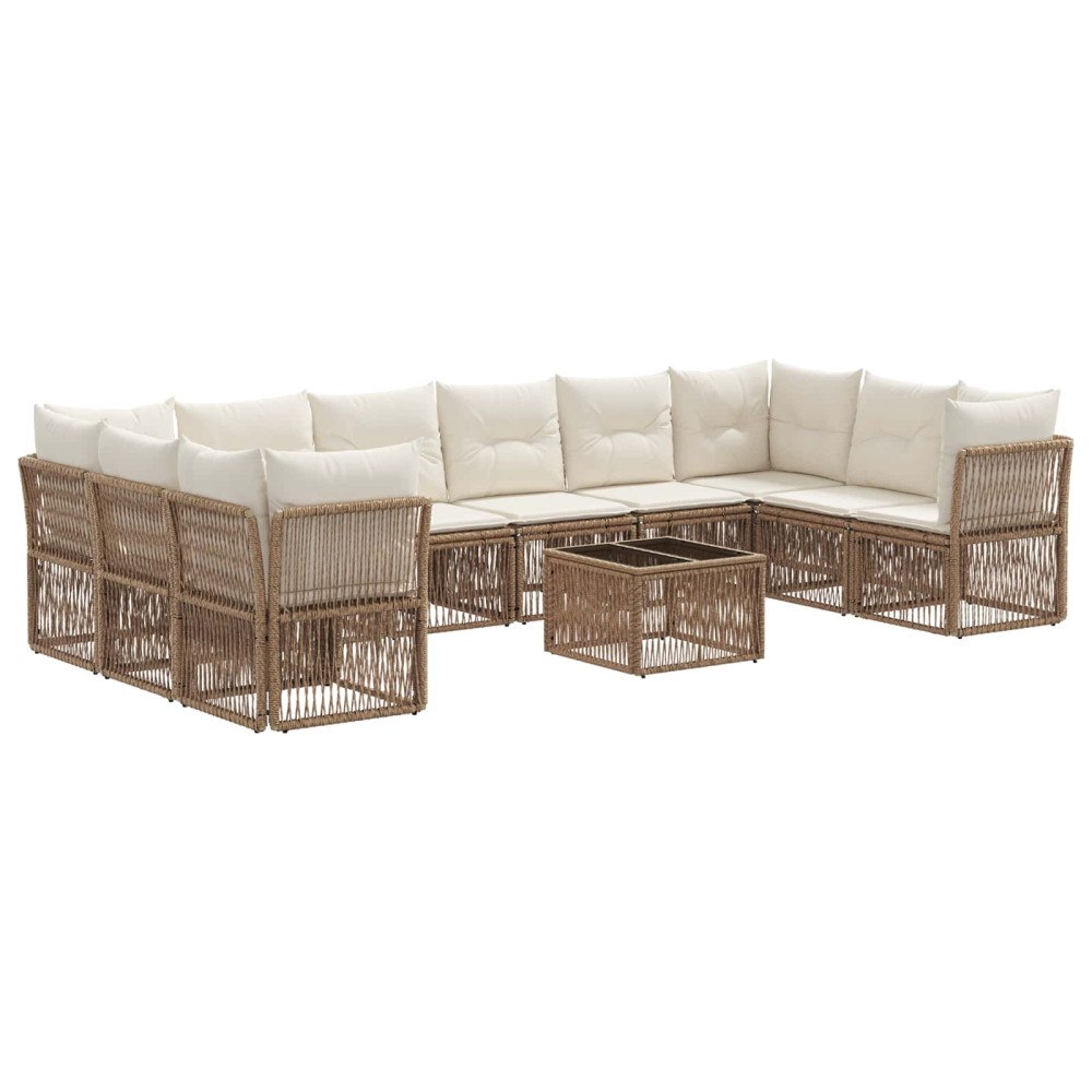 vidaXL Trädgårdsoffset 11 pcs Beige konstrotting