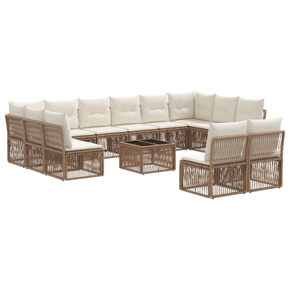 vidaXL Trädgårdsoffset 13 pcs Beige konstrotting