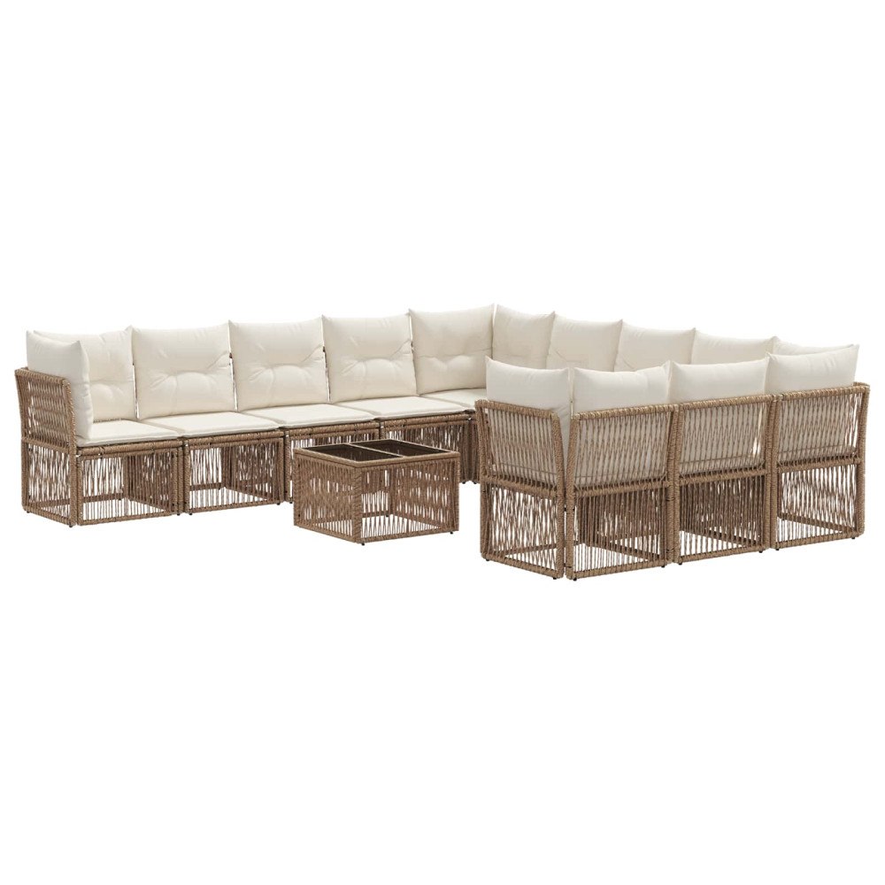 vidaXL Trädgårdsoffset 12 pcs Beige konstrotting
